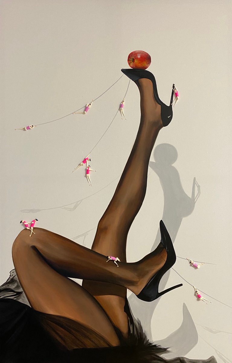 Abstract Portrait Acrylic Painting By Eka Peradze, 31 X 47, Action.3D Freedom. Eka Peradze Art, Original Artwork