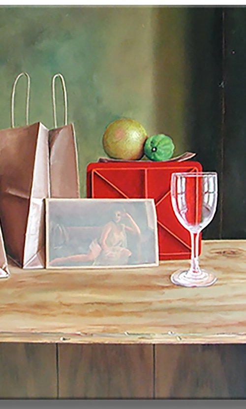 Girl and Two Bags by Gardani Art