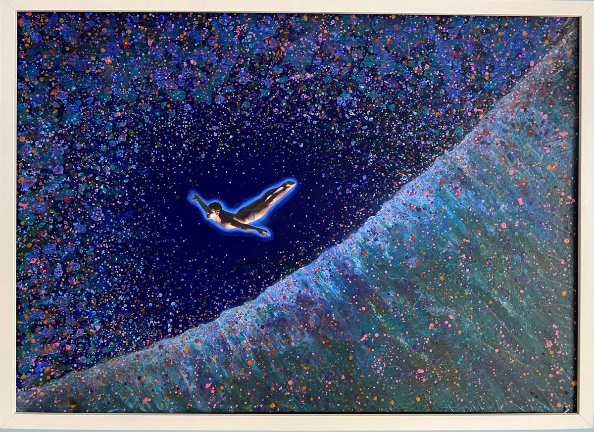 Surrealistic Landscape Painting By Stefano Pallara, 28 X 20", Freedom Vertigo N.14, Original Artwork