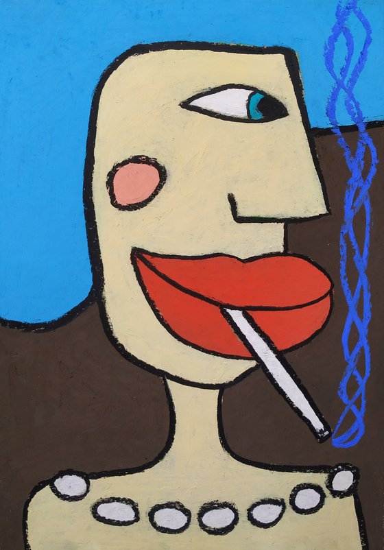 Smoking lippy woman