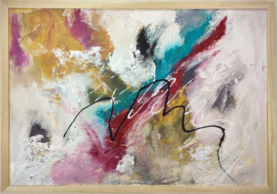 framed paintings for living room/extra large painting/abstract Wall Art/original painting/painting on canvas 100x70-title-c761