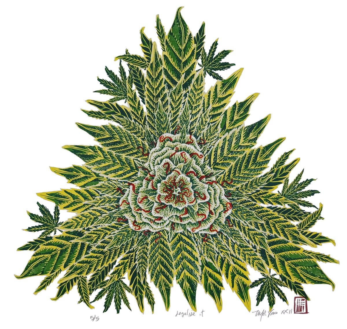 Geometric Linocut , Legalize It By Michael E. Voss, 26 X 25, Artwork For Sale On Artfinder