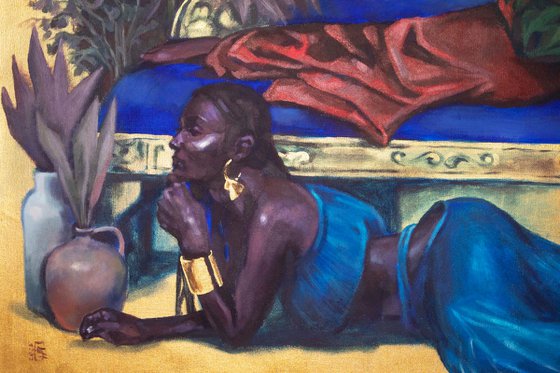 Portrait painting of two beautiful woman