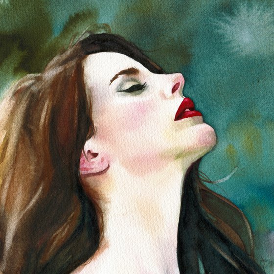 Lana del Ley original watercolor portrait