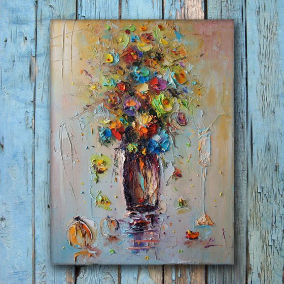 Flowers 2,  Oil painting, free shipping