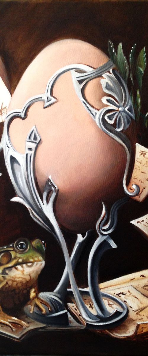 The recipe - original oil on canvas - 33 x 41 cm ( 13 x 16 inches) by Valentina Toma' aka Zoe Chigi