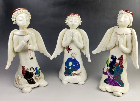 Ceramic | Sculpture | Trio of angels