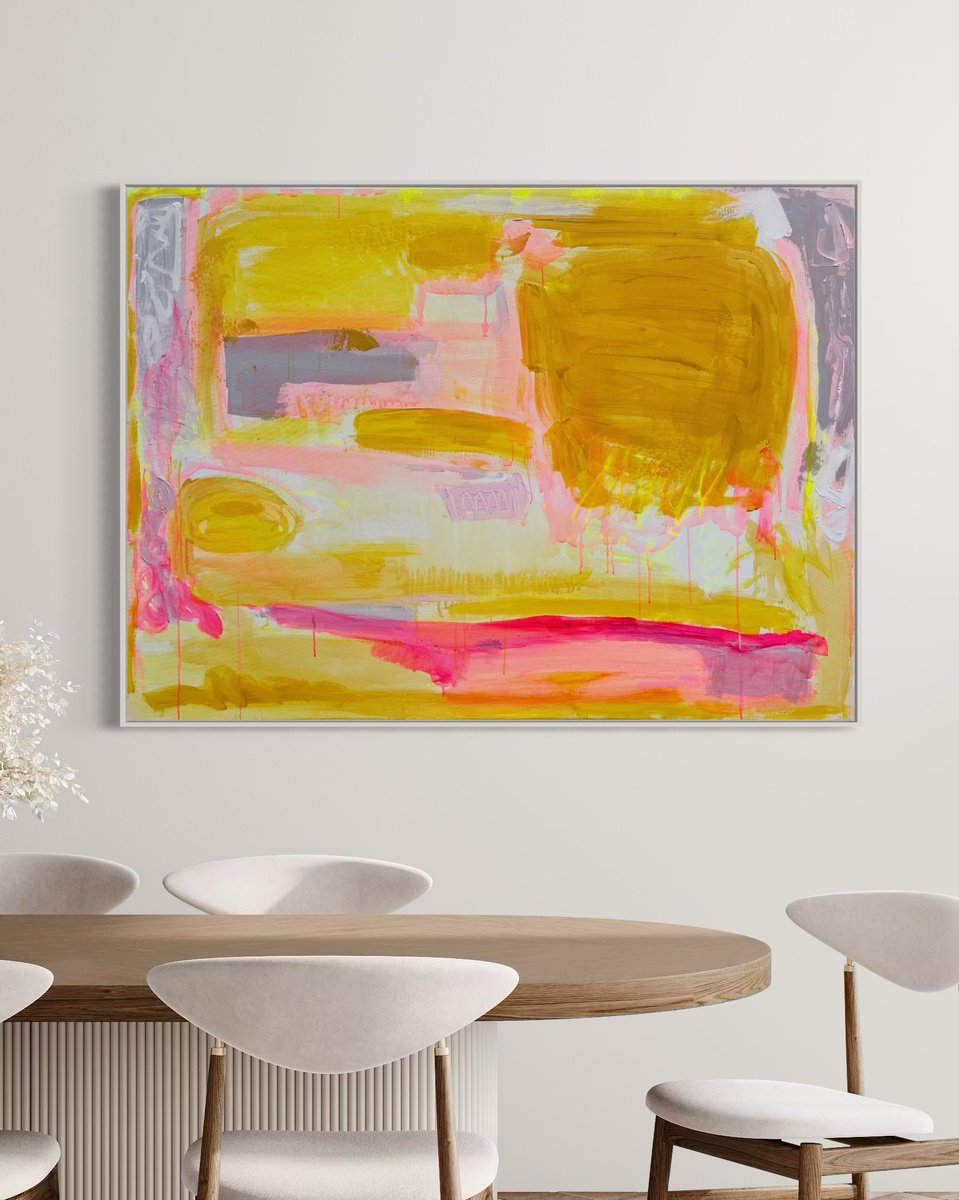 Organic Abstract Acrylic Painting By Kathryn Sillince, 60 X 44", 