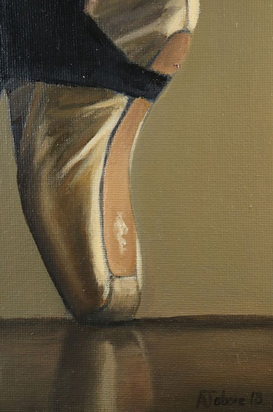 On Pointe, Figurative Oil Painting, Ballerina, Dance, Framed and Ready to Hang