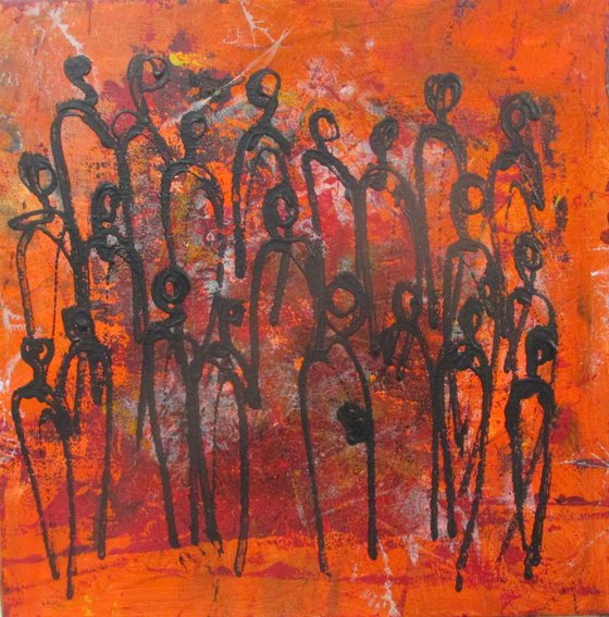 abstract people burning red 3 x  15,7 x 15,7 inch