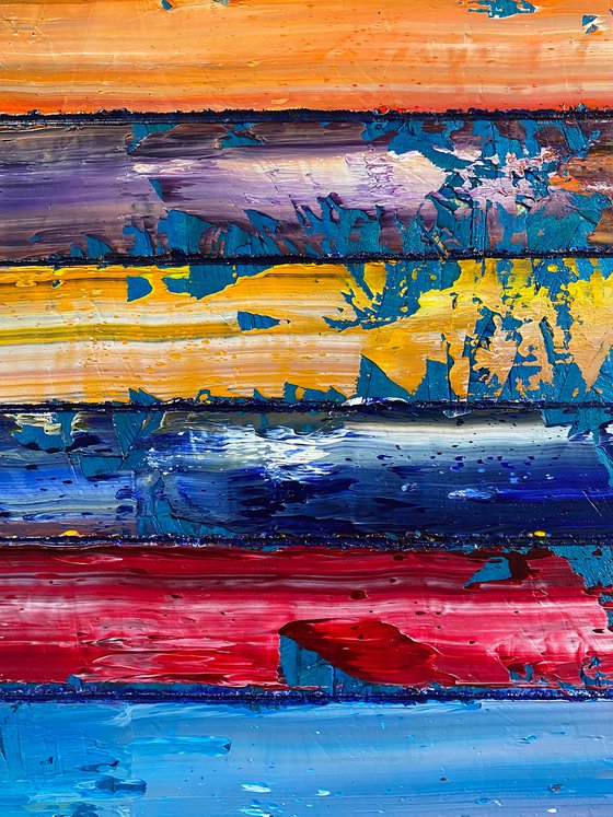 "Candy Striper" - Original PMS Oil Painting On Reclaimed Wood - 48 x 26.5 inches