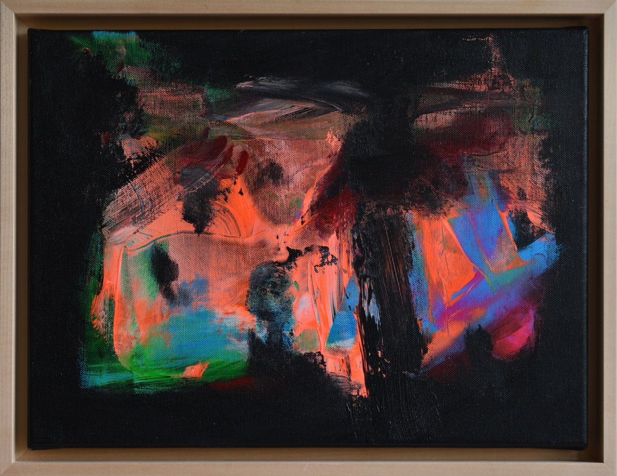 Organic Abstract Acrylic Painting By Sebastian Merk, 17 X 13", Deer, Original Artwork