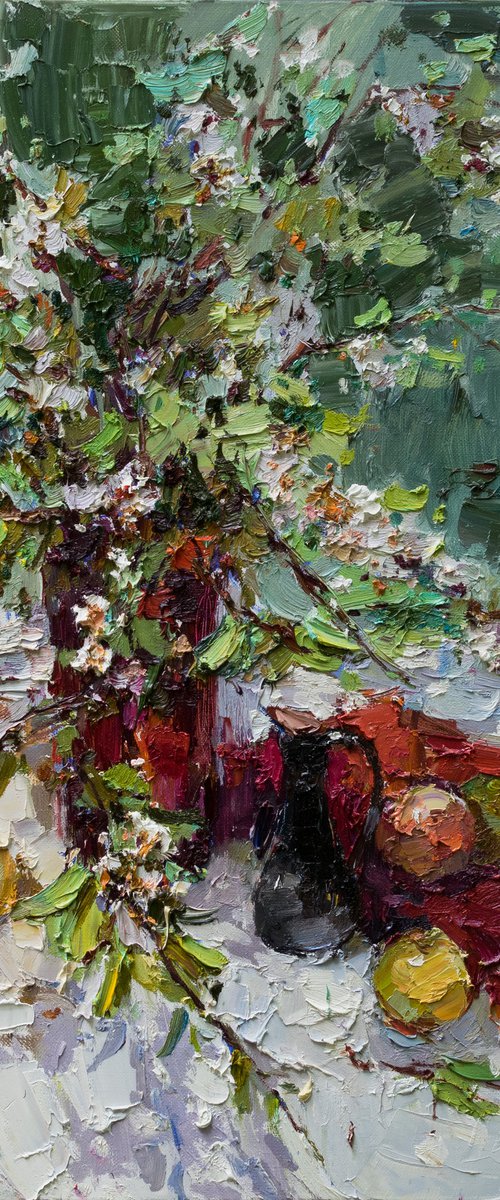 Still life with a blossoming pear by Anastasiia Valiulina