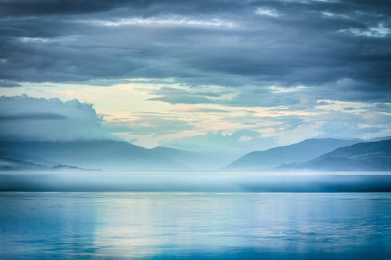 Mist on Loch Carron    1 of 10 Large Blue Sunset Canvas