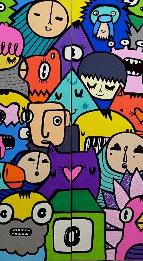 One World - diptych by Kev Munday