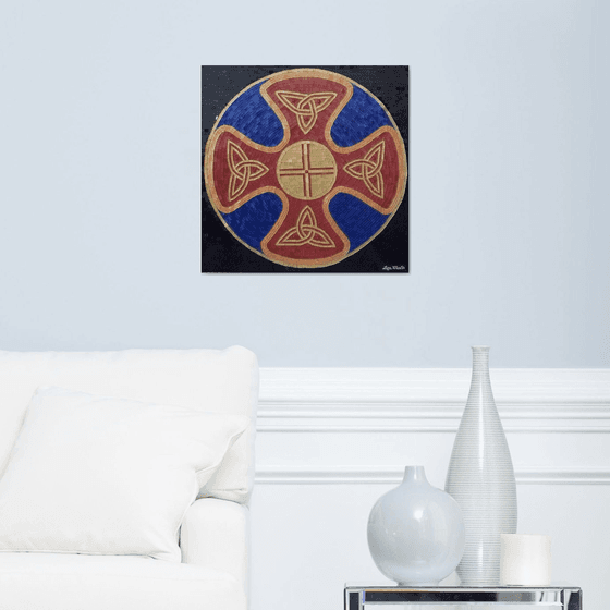 Celtic Shield - mixed media mosaic Celtic art