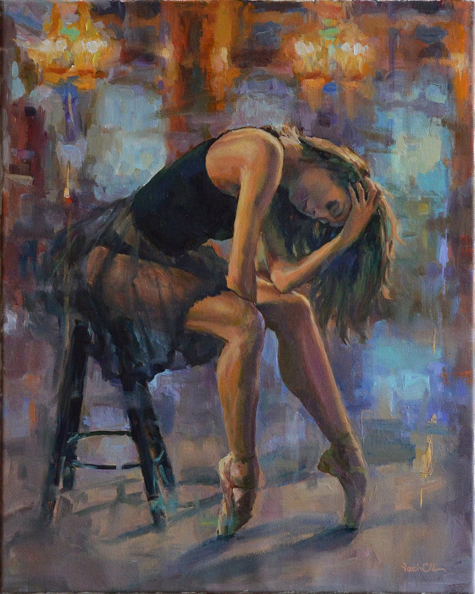 Impressionistic Portrait Oil Painting By Vachagan Manukyan, 16 X 20", Ballet Dancer #59, Original Artwork