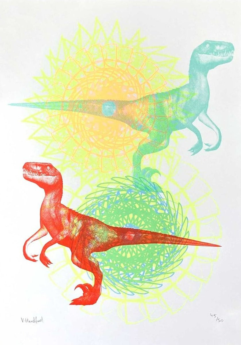 Psychedelic Raptor Rave by Memori Prints