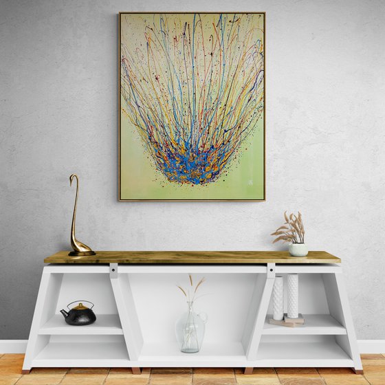 Okelon N-15 (H)158x(W)124 cm. Colorful Splash Abstract Painting