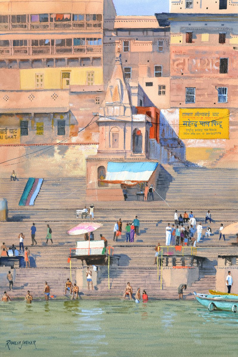 Varanasi Ghat by Ramesh Jhawar