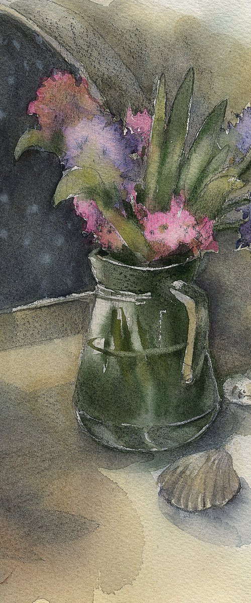 Still life with hyacinths and shells by Tatyana Tokareva