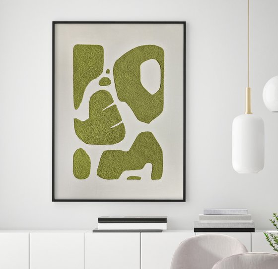 "Olive bay 6" Textured olive abstract art