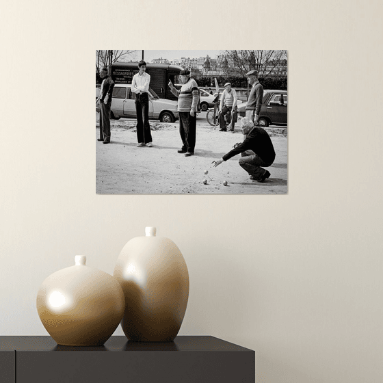 Precision throw - Jeu de boules along the Seine - Paris  1973