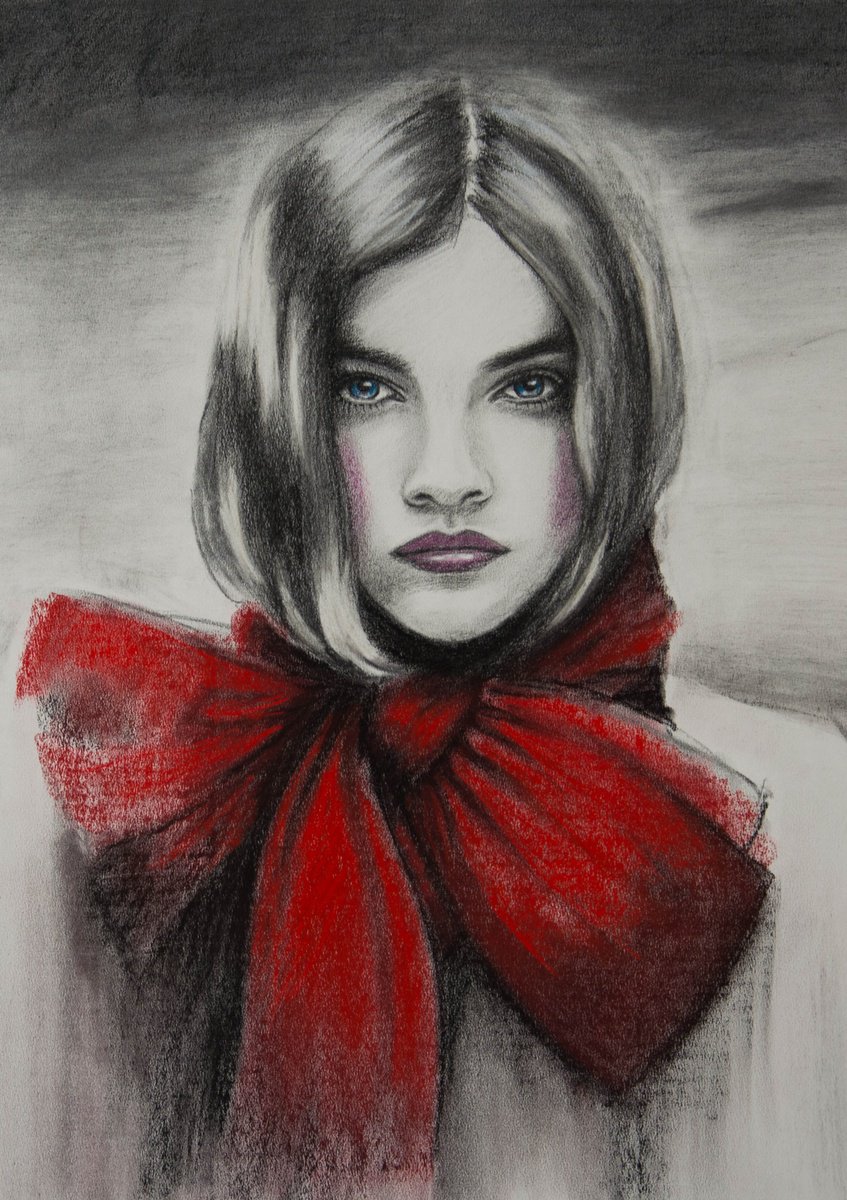 Girl with a red bow by Inna Medvedeva