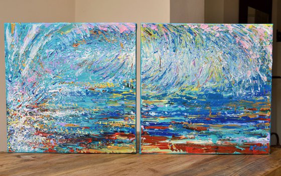 "Blue Wave" (Diptych)