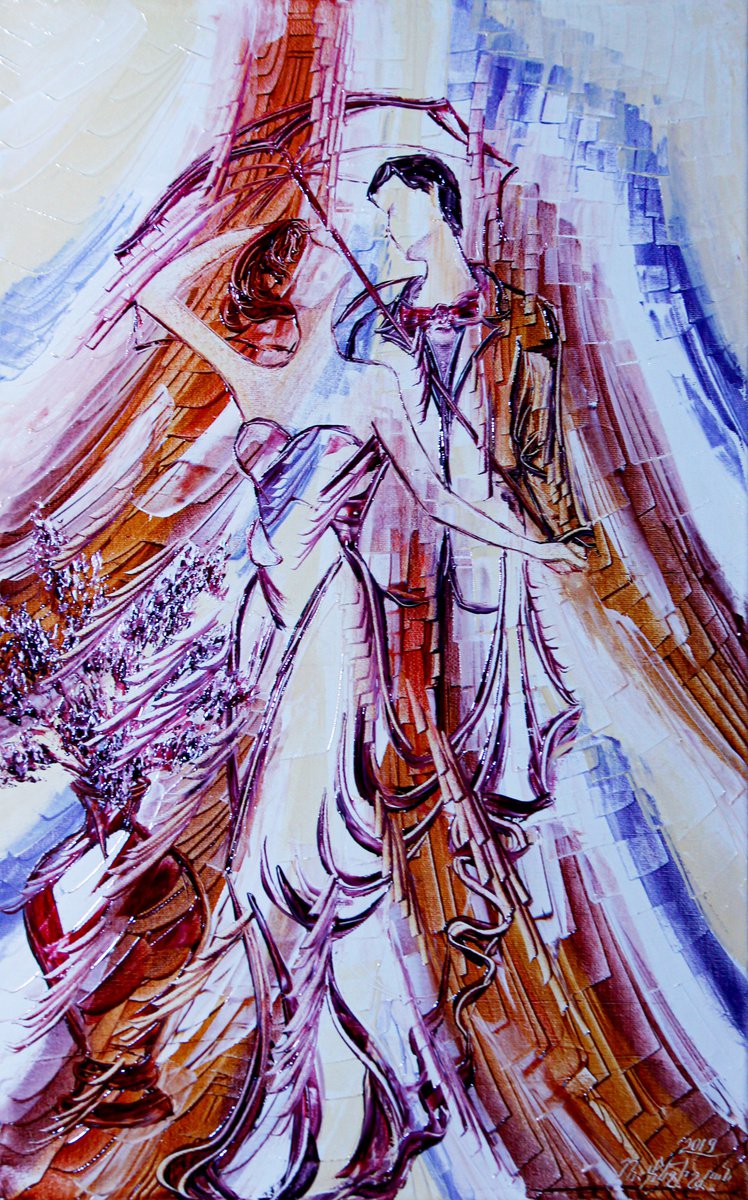 Bride and bridegroom 80x50cm, oil painting, ready to hang by Rafik Qeshishyan
