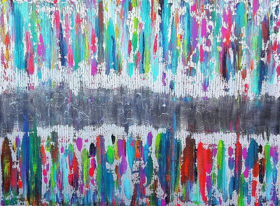 Days don't have to be gray - XL colorful abstract painting