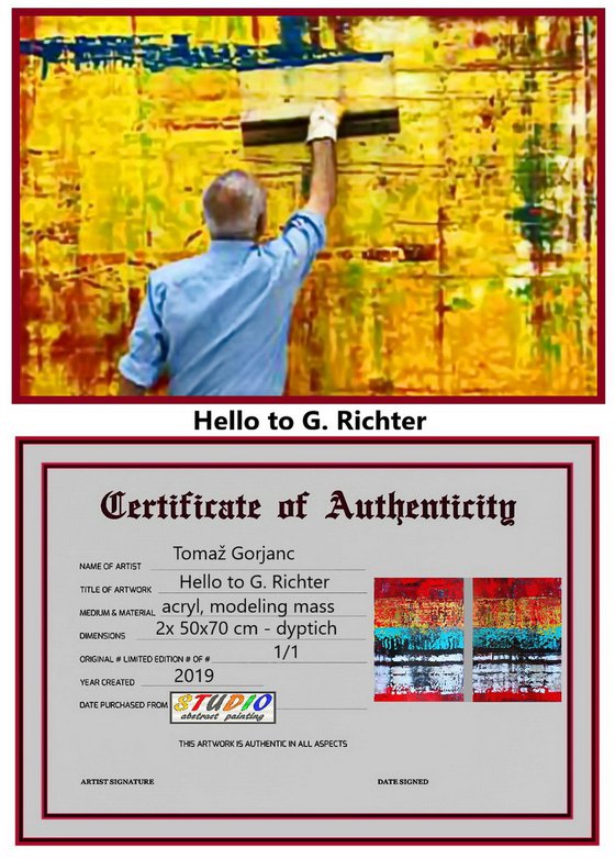 Hello to G. Richter, 2x 70x50 cm, frameg