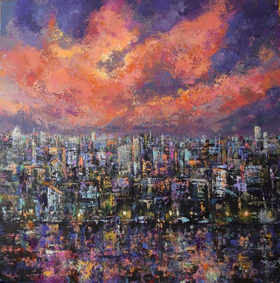 City Lights (original large landscape painting)