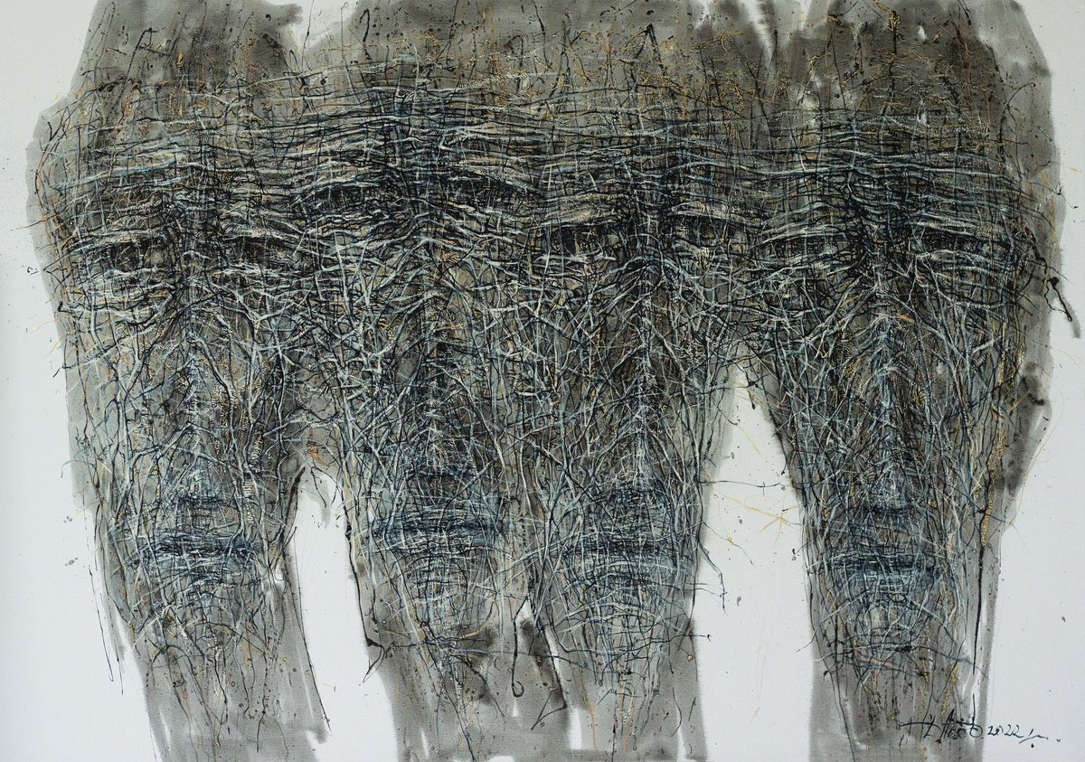 Abstract Portrait Oil Painting By Liudmyla Davydenko, 79 X 55", Unity 2, Original Artwork