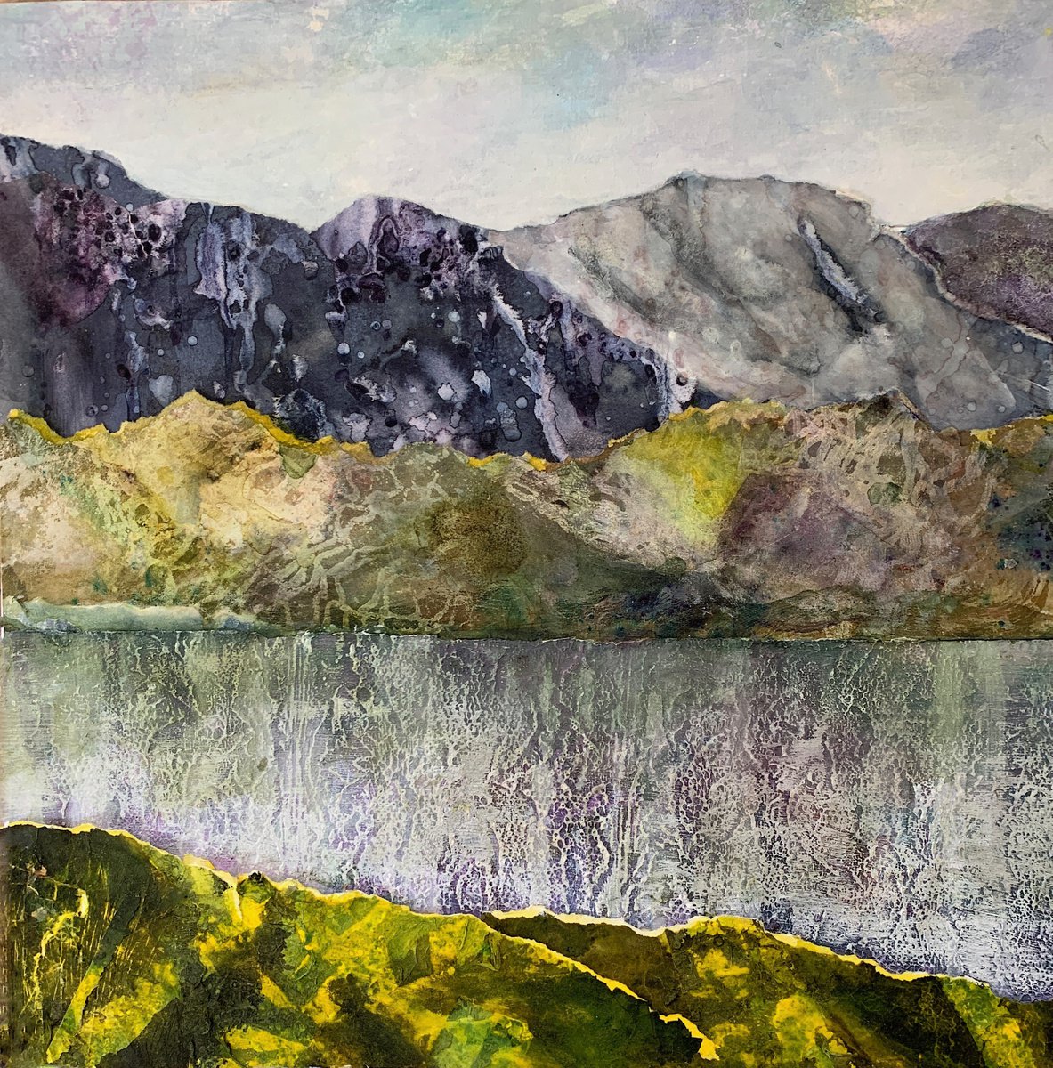 Expressive Landscape Painting By Suzsi Corio, 12 X 12", Mountain Lake, Original Artwork