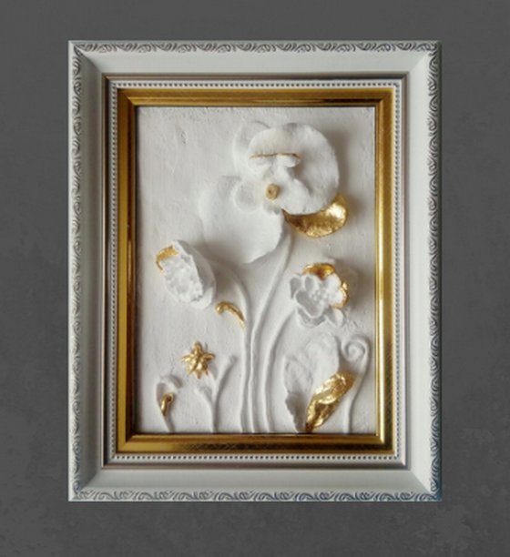 sculptural wall art "Three Flowers"