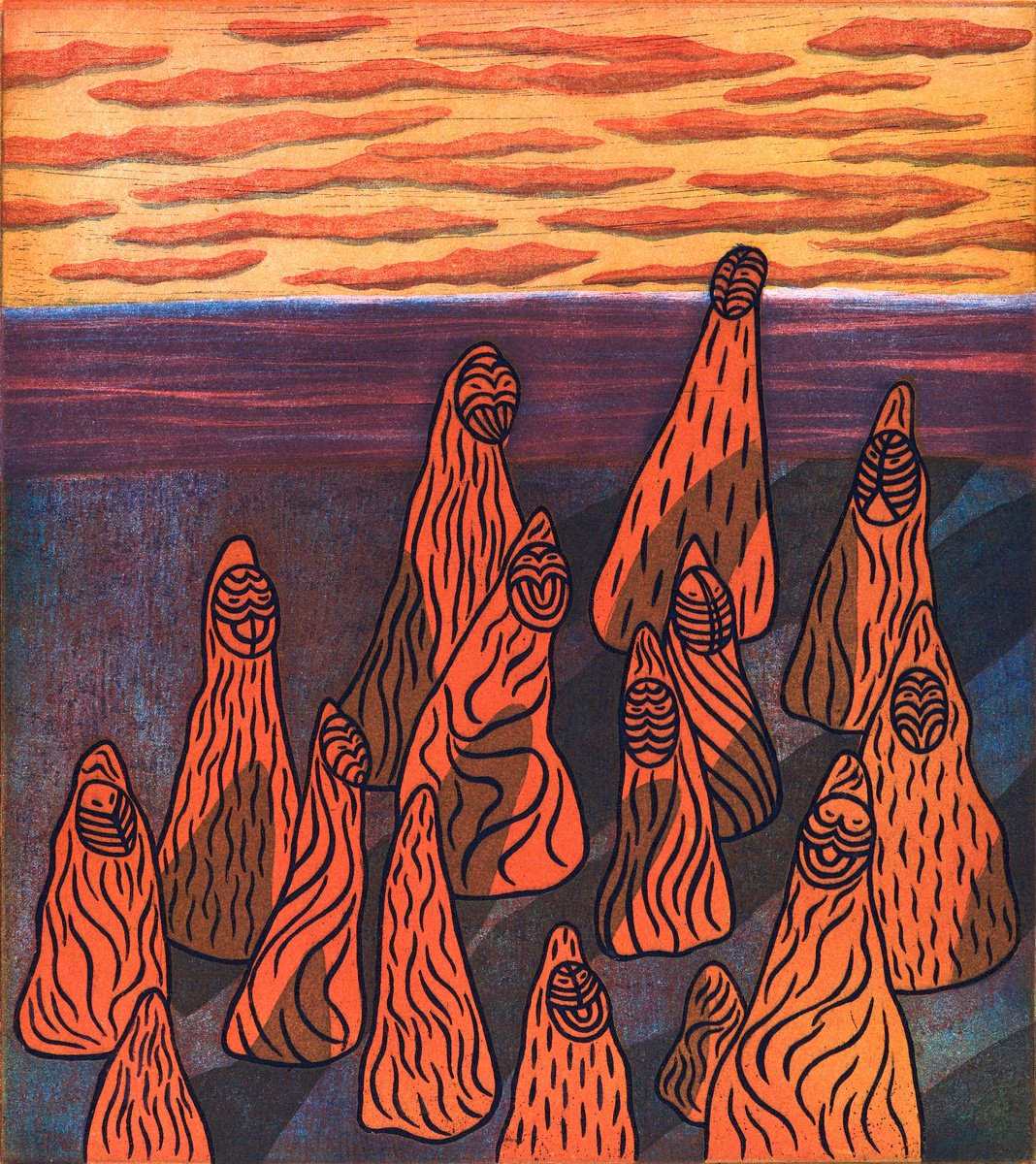 Graphic Portrait Etchings & Engravings By Katya Timoshenko, 13 X 15", Red Rocks, Original Artwork