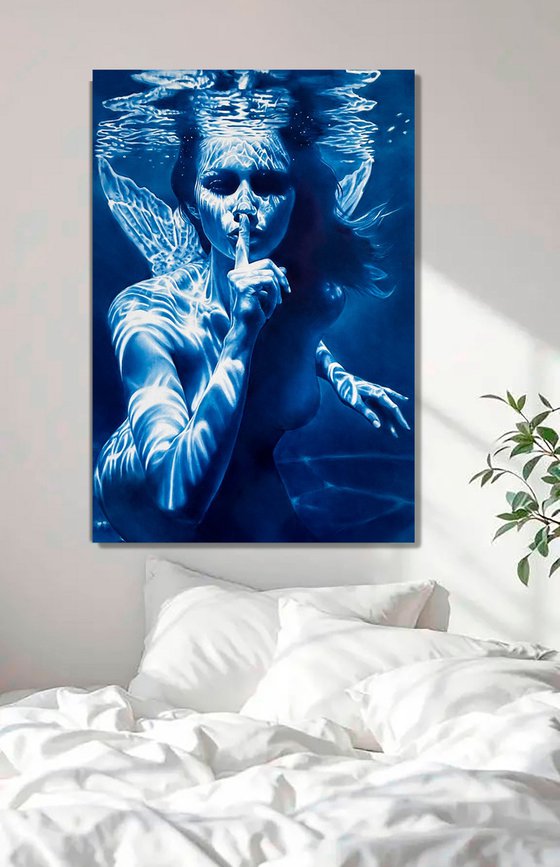 The Mermaid's Enigma – Underwater Blue Nude