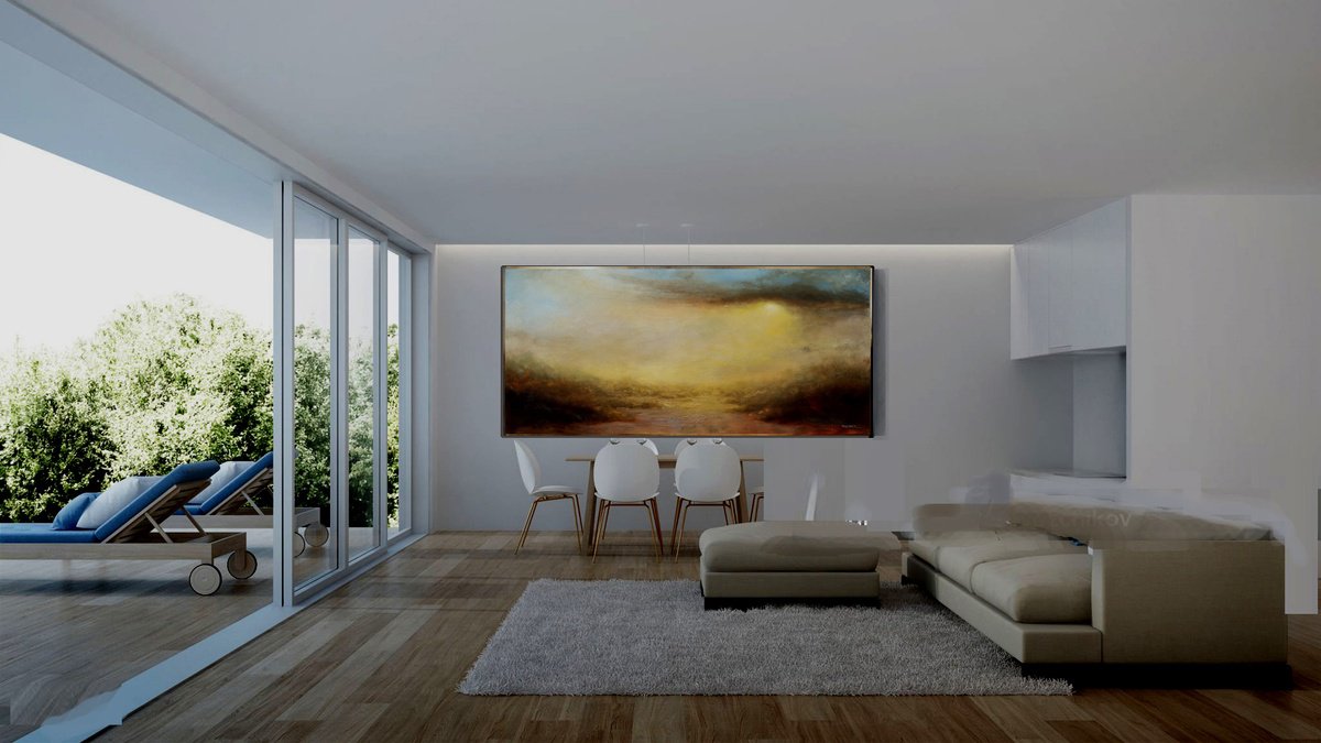 Organic Abstract Acrylic Painting By Vishalandra Dakur, 60 X 30", Misty Clouds, Original Artwork