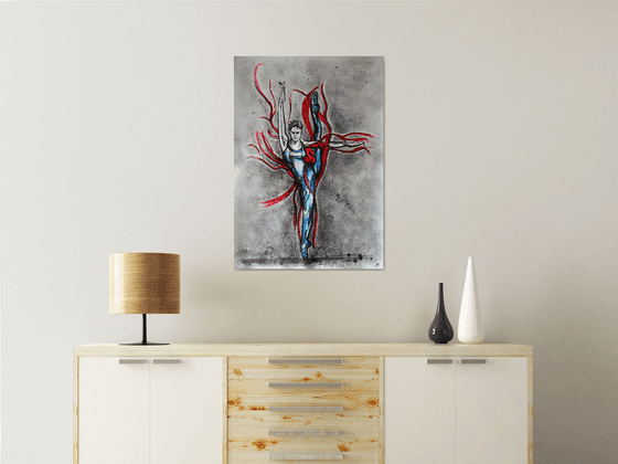 Dancing Dust - Large Ballerina Original Modern Abstract Art Painting Portrait