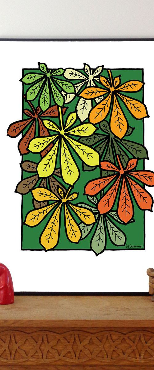 Chestnut leaves - Modern Graphic Art Print by Ed Schimmel