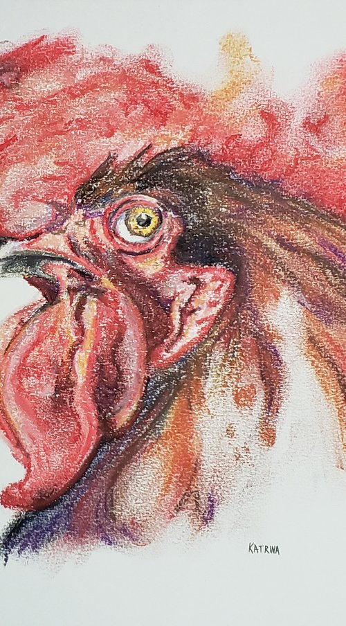 "Protector of the Barnyard" - Chickens - Rooster - Animals by Katrina Case