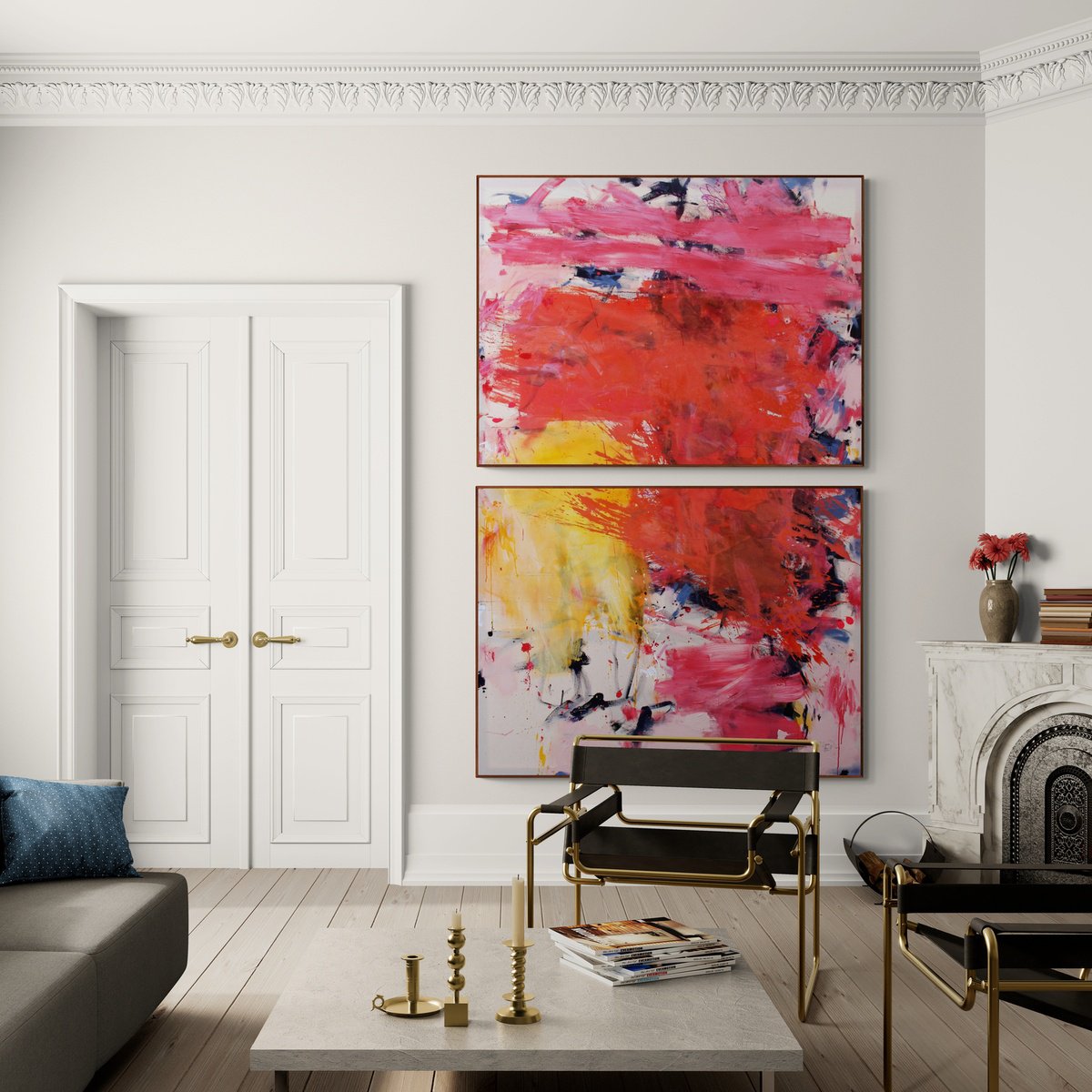 Expressive Abstract Painting By Daniela Schweinsberg, 63 X 94, Portrait Of A Color Frenzy, Original Artwork