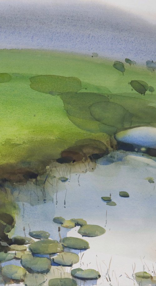 Leafy pattern tranquil water 2 by Prashant Prabhu