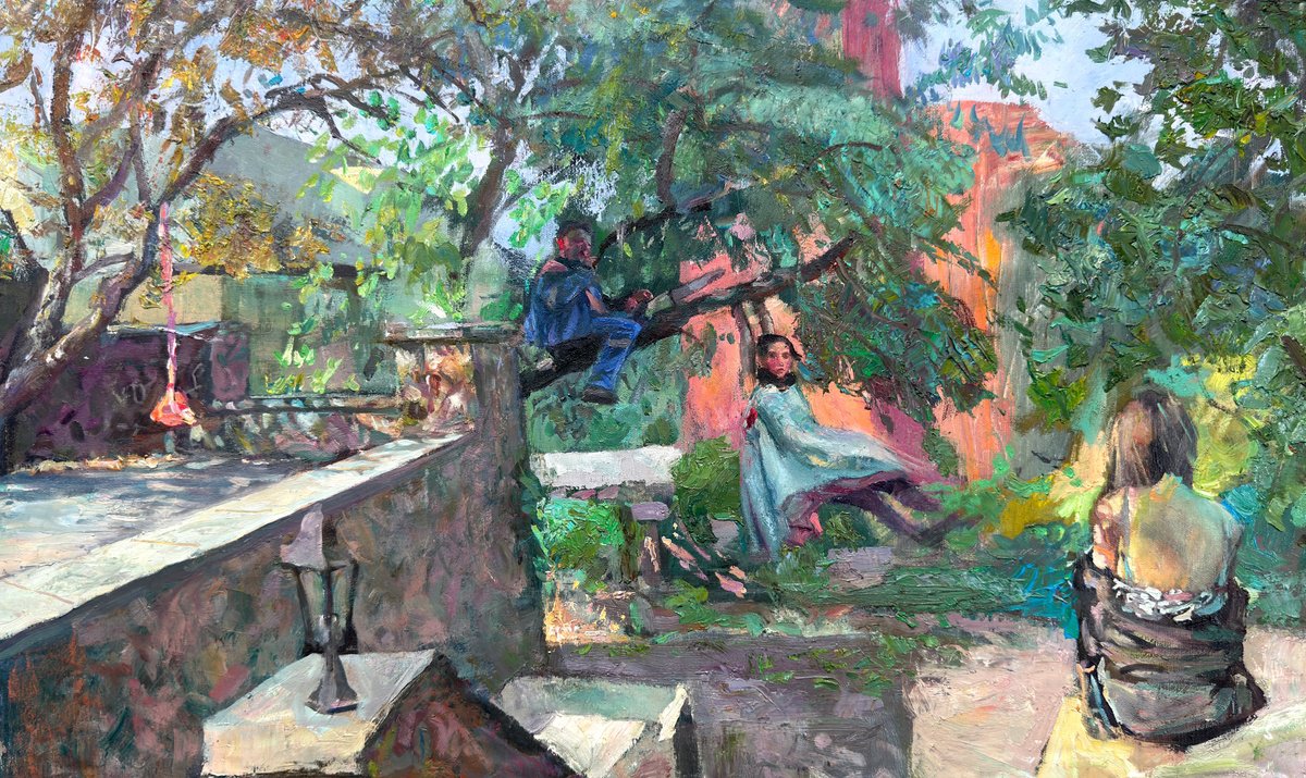 Impressionistic Portrait Oil Painting By Igor Galan, 30 X 19, Echoes Of Play, Original Artwork