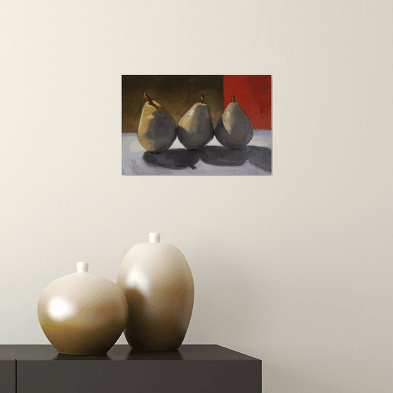 Three Pears and Red