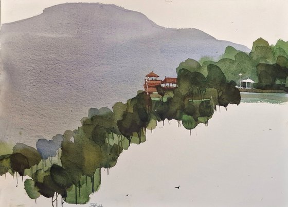 Himalayan cliff, house with view