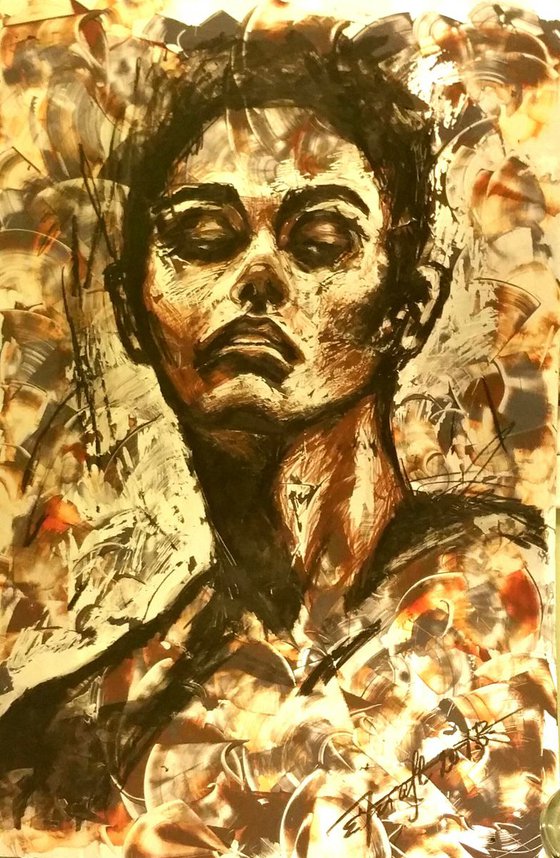 "Scratched soul"Original acrylic painting on aluminium panel 49x74x0,1cm