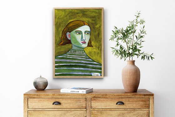 Lady with Striped Sweater