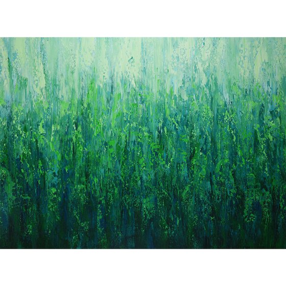 Cascading Greens - Modern Abstract Green Field